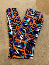 NWT LuLaRoe OS Leggings Neon 80s Aztec Geometric Blocks Lines Unicorn ON... - $18.69