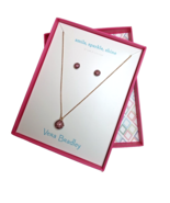 VERA BRADLEY Purple Rhinestone Necklace Ball Stud Earrings Gold Tone Set... - $245.30 MXN