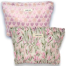 Large Aesthetic Makeup Bag Purse Organizer 2PCS Floral Make up Bag Cute ... - £31.13 GBP