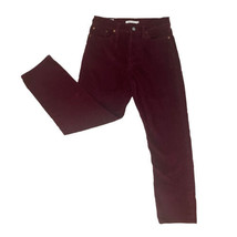 Levis Wedgie Straight Leg Pants Womens Size 28 Maroon Corduroy Button Fly - £21.46 GBP