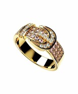 14K Yellow Gold Over Diamond &amp; Purple Amethyst Belt Buckle Designed Wedd... - $232.83 CAD