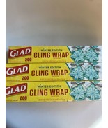 3 GLAD Cling Wrap Winter Edition Green Tinted Food Plastic Holiday Chris... - $34.64