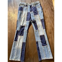 Patchwork 90&#39;s Y2K Vintage Hippie Boho Chic  Denim Corduroy Blend Jeans - £23.72 GBP