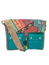 Teal Green Canvas Laptop Compatible Printed Sling Messenger Bag for Wome... - €51,37 EUR