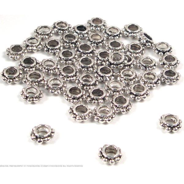 48 Spacer Bali Beads Nickel Jewelry Stringing Flat 6mm - £7.41 GBP