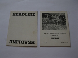 1958 Star Reporter Board Game Piece: Headline Card - Peru - $1.00