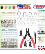 304 Stainless Steel 800pcs Snap Ring Assortment with Ergonomic Pliers &amp; ... - $812.19 MXN