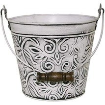 8&quot; Floral w/Handle - Rustic White - $28.98