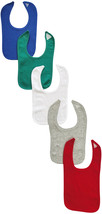 Bambini One Size Unisex 5 Baby Bibs 100% Cotton Blue/Green/White/Grey/Red - £14.37 GBP
