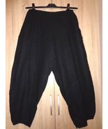 UNO DANMARK Lagenlook Oversized Heavy Black Linen Cotton Baloon Pants Tr... - $99.00