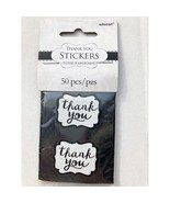 Amscan Thank You Stickers 50 Pcs Silver Foil 50 MCX Autocollants Print G... - $5.42 CAD