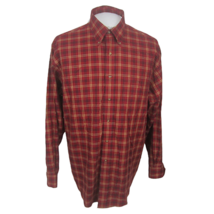 Brooks Brothers Men Dress Shirt long sleeve red plaid L p2p 24.5&quot; button... - £19.71 GBP