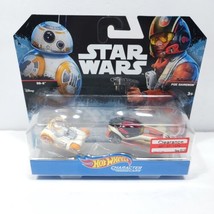 Star Wars BB-8 & Poe Dameron Hot Wheels Character Cars Toy Set 2-Pack NEW - £17.02 GBP