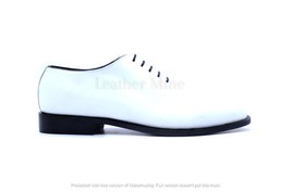 Handmade Men&#39;s White Leather Whole Cut Oxford Formal Shoes For Men - £127.88 GBP+