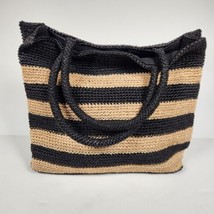 Fiorelli Medium Tote Bag Crocheted Tan Black Double Handle - $17.67