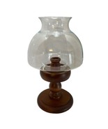Hurricane Wooden Candlestick Candle Holder with Large Glass Globe MCM Vi... - £14.67 GBP