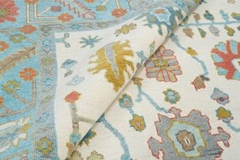 Blue Colorful Modern Hand Knotted High Quality Wool Oushak Turkish Ushak... - $282.72+