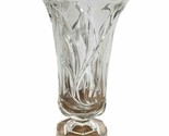 Vintage Indiana Glass Footed Ruffled Edge Willow Pattern Vase Clear - $19.59