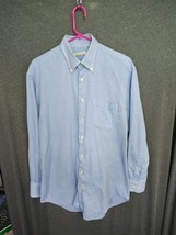 Peter Millar Shirt Mens M  Blue White Check Button Up Long Sleeve Preppy Flaw - $11.30