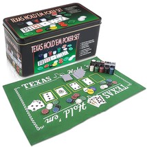 Texas Holdem Poker Game Set - Includes HoldEm Mat, 2 Card Decks, Chips, Chip Hol - £34.79 GBP