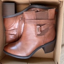 Clarks Scene Star Mid Calf Boot Dark Tan Leather Booties Size 10M NWT - £70.44 GBP