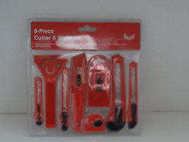 CUTTER AND KNIFE SET, RED - 8 pc /a - £3.89 GBP