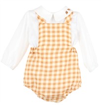 Sophie &amp; Lucas baby&#39;s football bubble romper in Yellow Plaid - size 3M - £47.32 GBP