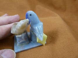 (Y-BIR-PA-489) pair of Parrots white + gray love bird gemstone STONE Per... - $18.99