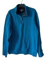 Land&#39;s End 1/4 Zip Pullover Sweater 100% Cotton Blue Size L/T - $19.79