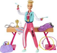 Barbie Gymnastics Playset with Doll and 15+ Accessories, Twirling Gymnast Toy... - £26.10 GBP