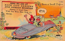 We Are At Rock City Tn Gardens Atop Lookout MOUNTAIN-TOURIST-AUTO Comic Postcard - £7.20 GBP