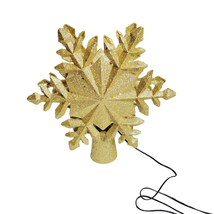 Gold Glitter Snowflake Projector Tree Topper White LED Light Christmas Holiday - £15.49 GBP