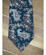STAFFORD Men&#39;s Tie Green Paisley Necktie Designer Gold White - $13.57 CAD