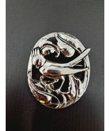 Metal Silver-Tone Cardinal Brooch Pin Pinback Bird Coro Norseland Costume - $15.74