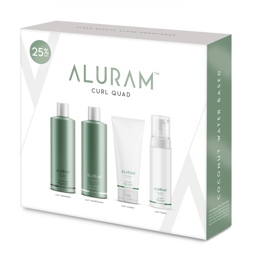 Aluram Curl Quad Box - Shampoo, Conditioner, Curl Foam, and Curl Cream-  Aluram