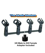Quad Mic Clip Arm Stand Adapter Live Sound Studio 4 Microphone Clip Moun... - £20.31 GBP