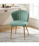 Sage Green Velvet Upholstered Wingback Accent Side Chair with Gold Metal... - $257.24 CAD