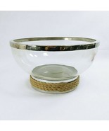 Glass Fruit Salad Serving Bowl Chrome Trim Rope Accent - €31,24 EUR
