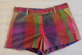 Theory Red Green Purple Blue Red Plaid Cotton Shorts Size 4 - £23.36 GBP