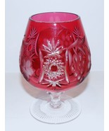 STUNNING VINTAGE CRYSTAL CRANBERRY CUT TO CLEAR 5 1/8&quot; BRANDY SNIFTER GLASS - €55,61 EUR