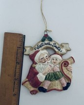 Ornament Fitz & Floyd Hand Painted Ceramic Visit with Santa Child and List - $14.73