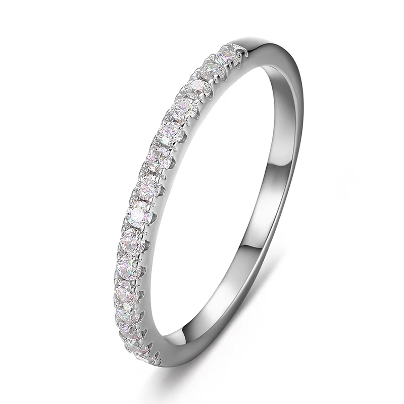 925 Sterling Silver White Gold Plated Moissanite Simulated Diamond Stackable Rin - £106.21 GBP