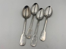 Set of 4 Novargent French Stainless Steel FIDDLE design Tablespoons 8 1/4&quot; - £51.05 GBP