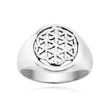 Statement Sacred Lilies Flower of Life .925 Sterling Silver Ring-8 - £13.91 GBP