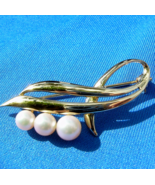 Mikimoto Pearl Brooch Elegant Designer Deco PIn 18K Solid Gold Vintage B... - $2,194.65 CAD