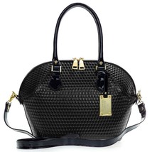 AURA Italian Made Genuine Black Patent Leather Structured Tote Handbag - £301.92 GBP