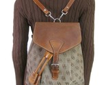 Vintage Dooney And Bourke Backpack Brown Monogram Bag Drawstring Leather... - $39.55