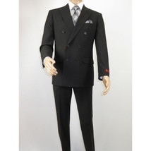 Men RENOIR Dressy Suit Separates Solid Slim Fit 201-1 Black Double Breasted image 2