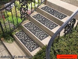 Rubber Stair Step Treads Mat Scrolled BUTTERFLY Outdoor Porch Traction ~... - £25.19 GBP+