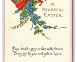 Fantasy Peaceful Easter Egg Chicks Flowers Embossed DB Postcard H29 - $3.91